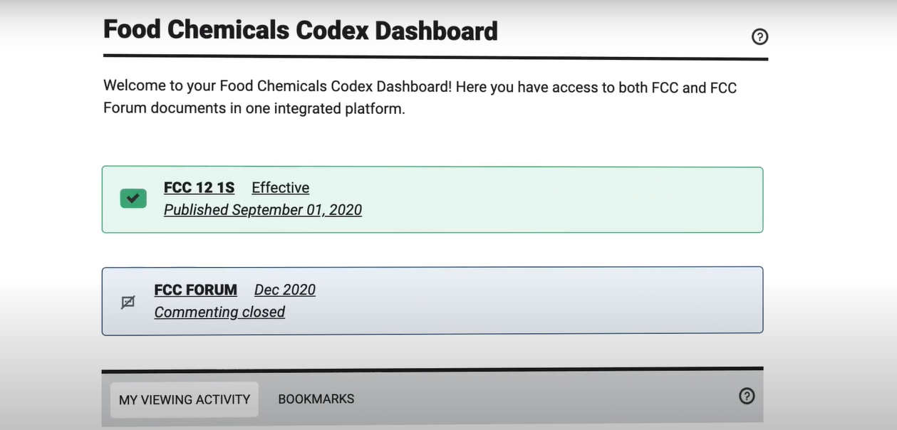 the new Food Chemicals Codex