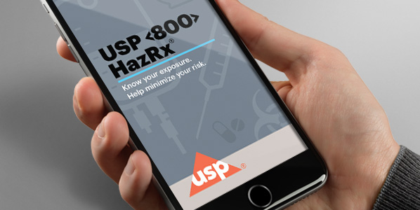 Cell phone with USP<800> HazRX displayed